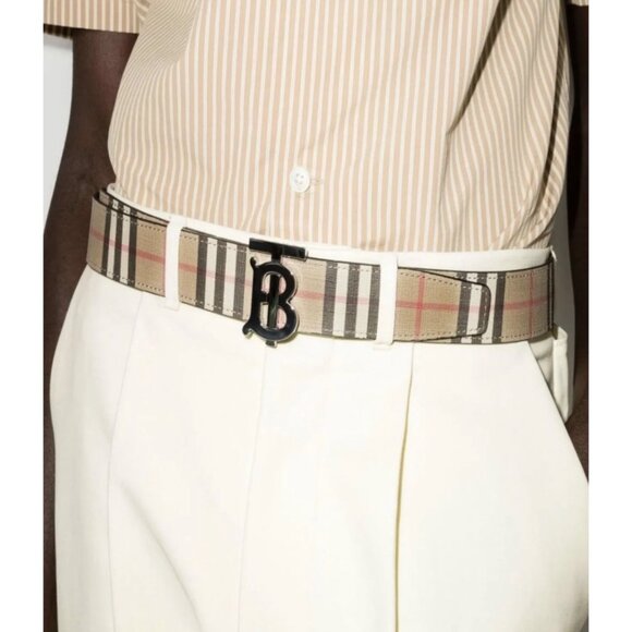 Burberry Men’s TB Monogram Motif Vintage Check Reversible Belt 85cm - Picture 9 of 9